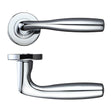 High quality image of the Rosso Maniglie - Corvus Lever on Round Rose - Polished Chrome | Sku. rm070cp | available to order from Trade Door Handles.