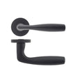 High quality image of the Rosso Maniglie - Corvus - Rosso Maniglie Lever On Screw On Rose Oscuro Matt Black | Sku. rm070omb | available to order from Trade Door Handles.