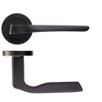High quality image of the Rosso Maniglie - Lyra Lever on Round Rose - Powder Coat Black | Sku. rm090pcb | available to order from Trade Door Handles.