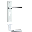 High quality image of the Rosso Maniglie - Lyra Lever Euro Lock (47.5mm c/c) On Backplate - 190x42mm - Polished Chrome | Sku. rm091epcp | available to order from Trade Door Handles.
