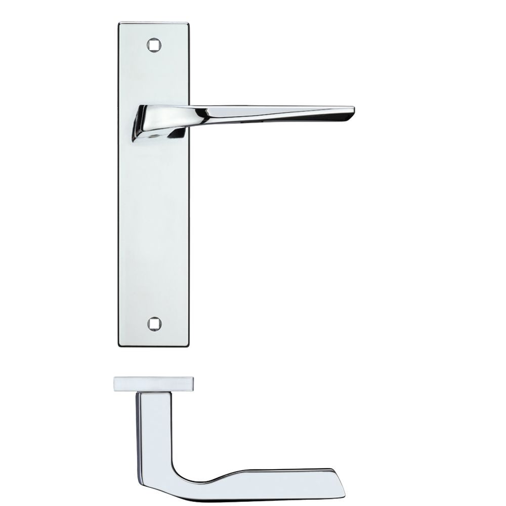 High quality image of the Rosso Maniglie - Lyra Lever Latch On Backplate - 190x42mm - Polished Chrome | Sku. rm092cp | available to order from Trade Door Handles.