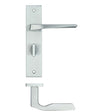 High quality image of the Rosso Maniglie - Lyra Lever Bathroom (57mm c/c) On Backplate - 190x42mm - Satin Chrome | Sku. rm093sc | available to order from Trade Door Handles.