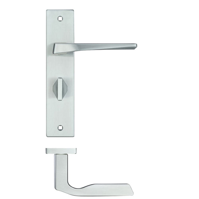 High quality image of the Rosso Maniglie - Lyra Lever Bathroom (57mm c/c) On Backplate - 190x42mm - Satin Chrome | Sku. rm093sc | available to order from Trade Door Handles.