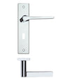 High quality image of the Rosso Maniglie - Draco Lever Lock (57mm c/c) On Backplate - 190x42mm - Polished Chrome | Sku. rm131cp | available to order from Trade Door Handles.