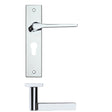High quality image of the Rosso Maniglie - Draco Lever Euro Lock (47.5mm c/c) On Backplate - 190x42mm - Polished Chrome | Sku. rm131epcp | available to order from Trade Door Handles.