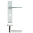 High quality image of the Rosso Maniglie - Draco Lever Lock (57mm c/c) On Backplate - 190x42mm - Satin Chrome | Sku. rm131sc | available to order from Trade Door Handles.
