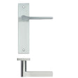 High quality image of the Rosso Maniglie - Draco Lever Latch On Backplate - 190x42mm - Satin Chrome | Sku. rm132sc | available to order from Trade Door Handles.