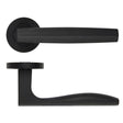 High quality image of the Rosso Maniglie - Apennine Lever On Round Rose, Oscuro Matt Black Finish | Sku. rm140omb | available to order from Trade Door Handles.
