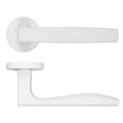 High quality image of the Rosso Maniglie - Apennine Lever On Round Rose, Powder Coated White Finish | Sku. rm140pcw | available to order from Trade Door Handles.