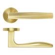 High quality image of the Rosso Maniglie - Apennine Lever On Round Rose, Satin Brass Finish | Sku. rm140sb | available to order from Trade Door Handles.