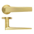 High quality image of the Rosso Maniglie - Veloce Lever On Round Rose, Satin Brass Finish | Sku. rm150sb | available to order from Trade Door Handles.