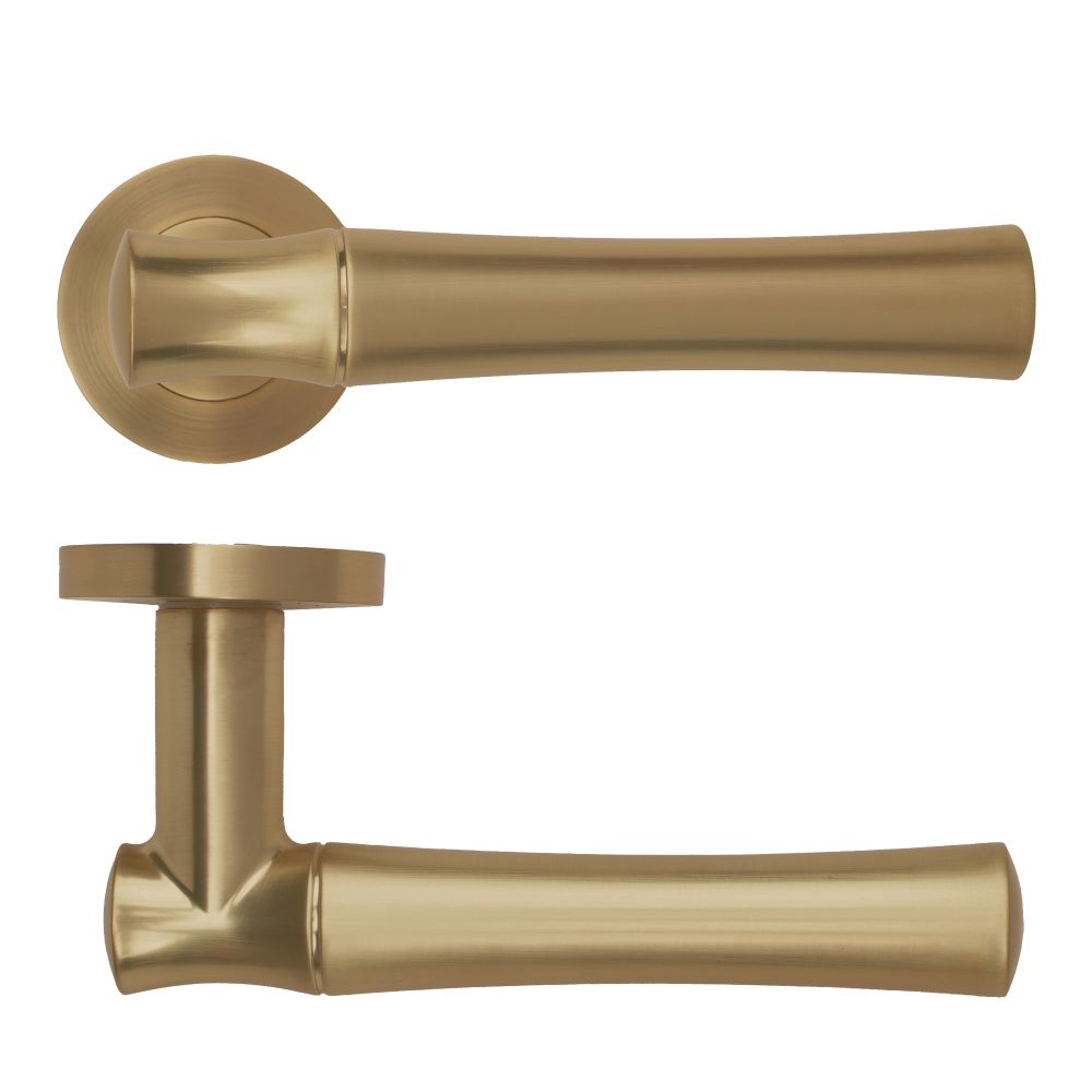 High quality image of the Rosso Maniglie - Aldo Lever On Round Rose, Antique Brass Finish | Sku. rm160ab | available to order from Trade Door Handles.