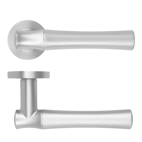 High quality image of the Rosso Maniglie - Aldo Lever On Round Rose, Finish - Satin Chrome | Sku. rm160sc | available to order from Trade Door Handles.