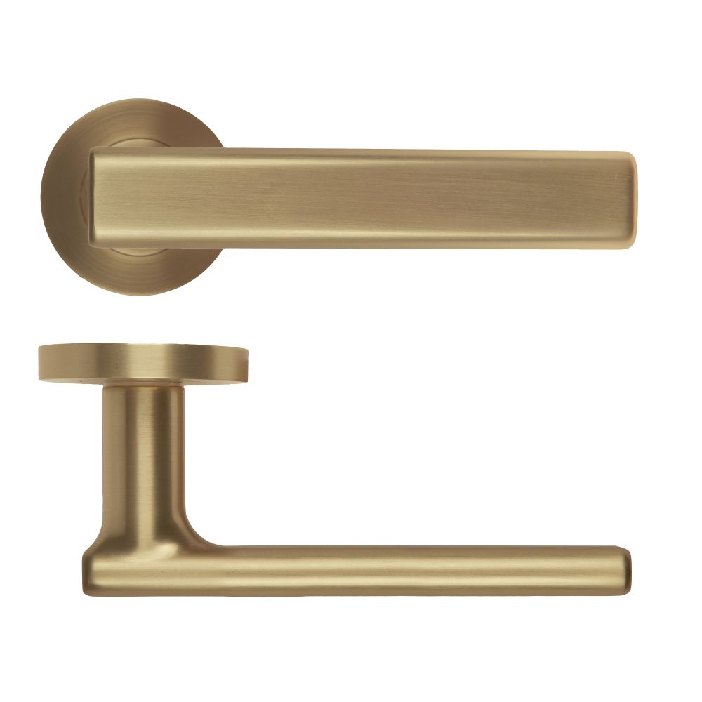 High quality image of the Rosso Maniglie - Frigo Lever On Round Rose, Antique Brass Finish | Sku. rm180ab | available to order from Trade Door Handles.
