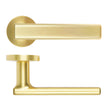 High quality image of the Rosso Maniglie - Frigo Lever On Round Rose, Satin Brass Finish | Sku. rm180sb | available to order from Trade Door Handles.