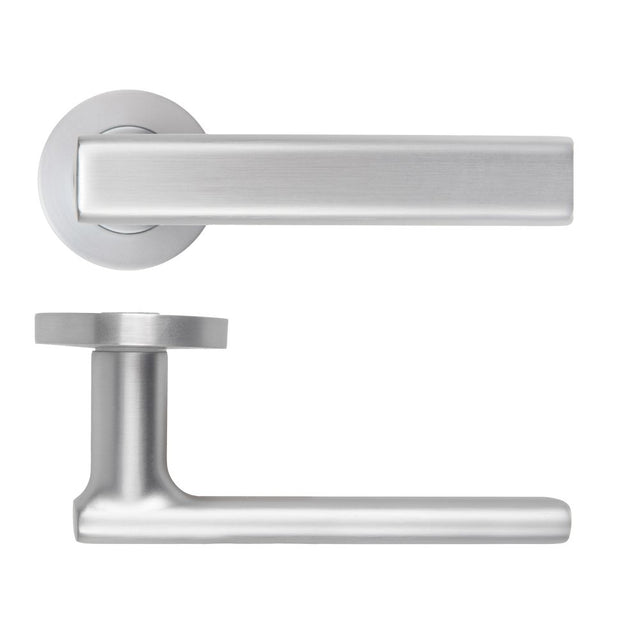 High quality image of the Rosso Maniglie - Frigo Lever On Round Rose, Finish - Satin Chrome | Sku. rm180sc | available to order from Trade Door Handles.
