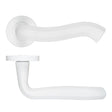 High quality image of the Rosso Maniglie - Rococo Lever On Round Rose, Powder Coated White Finish | Sku. rm190pcw | available to order from Trade Door Handles.