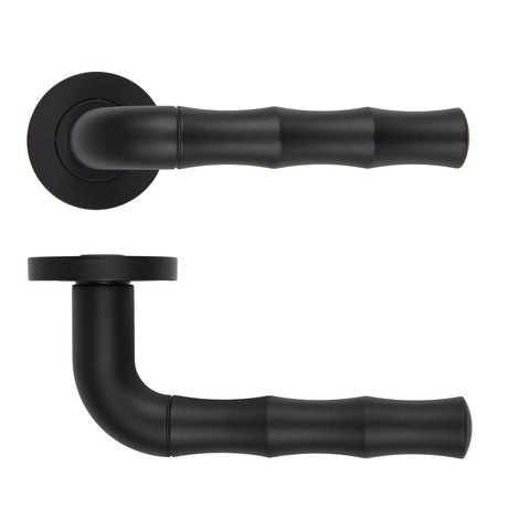 High quality image of the Rosso Maniglie - Vasco Lever On Round Rose, Oscuro Matt Black Finish | Sku. rm200omb | available to order from Trade Door Handles.
