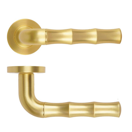 High quality image of the Rosso Maniglie - Vasco Lever On Round Rose, Satin Brass Finish | Sku. rm200sb | available to order from Trade Door Handles.