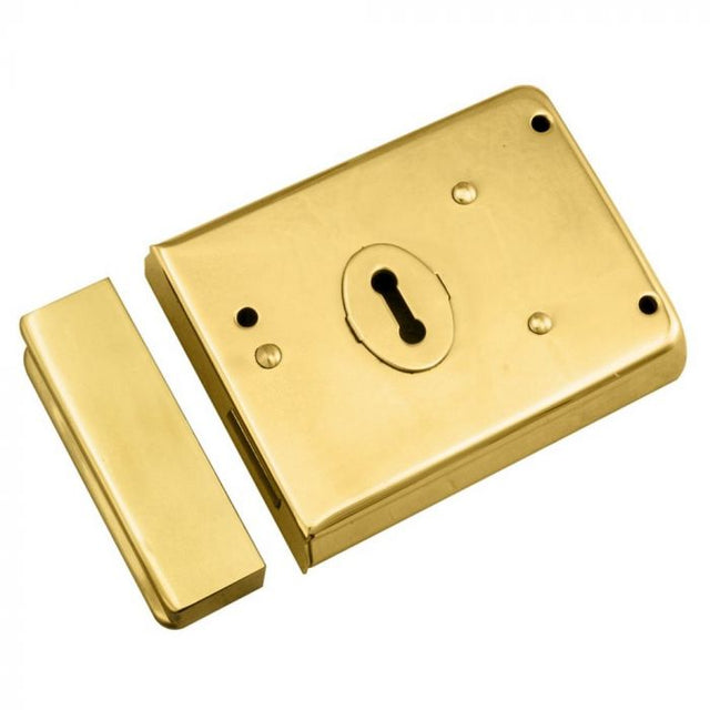 High quality image of Eurospec - Traditional Rim Deadlock - Polished Brass | Sku. rde8043pb | Trade Door Handles.