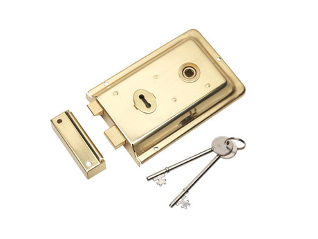 High quality image of Eurospec - Traditional Rim Deadlock - Polished Brass | Sku. rse8064pb | Trade Door Handles.