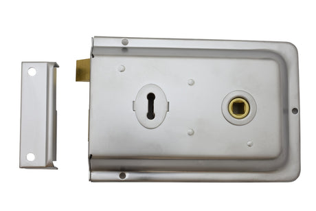 High quality image of Eurospec - Traditional Rim Deadlock - Satin Chrome | Sku. rse8064sc | Trade Door Handles.