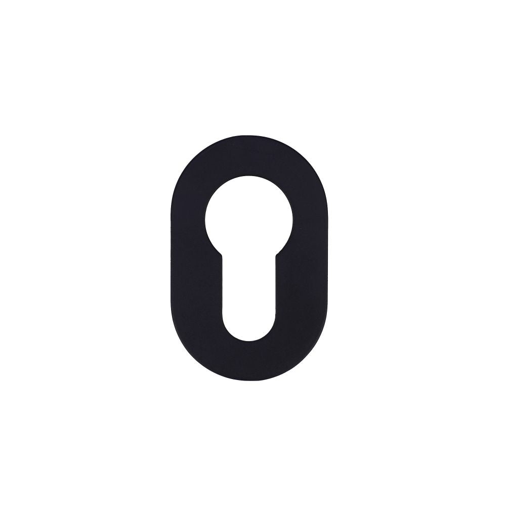 High quality image of the Rosso Tecnica - Euro Profile Escutcheons (Pair) - Rosso Mini - 50 x 32 x 3 - Powder Coat Black | Sku. RT001-MINI-PCB | available to order from Trade Door Handles.