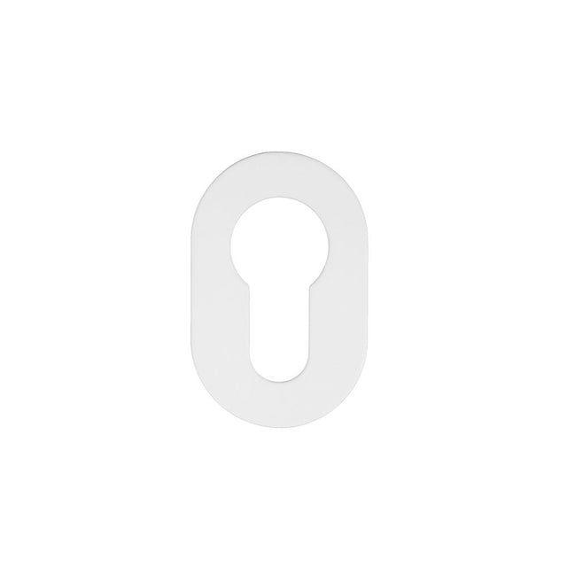 High quality image of the Rosso Tecnica - Euro Profile Escutcheons (Pair) - Rosso Mini - 50 x 32 x 3 - Powder Coat White | Sku. RT001-MINI-PCW | available to order from Trade Door Handles.