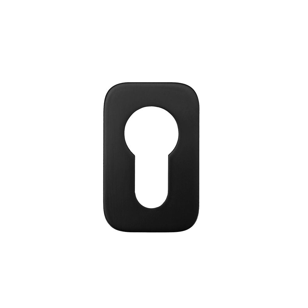 High quality image of the Rosso Tecnica - Euro Profile Escutcheons (Pair) - Rosso Mini Squircle - 50 x 32 x 3 - PVD Black | Sku. RT001-MINISQ-PVDBLK | available to order from Trade Door Handles.