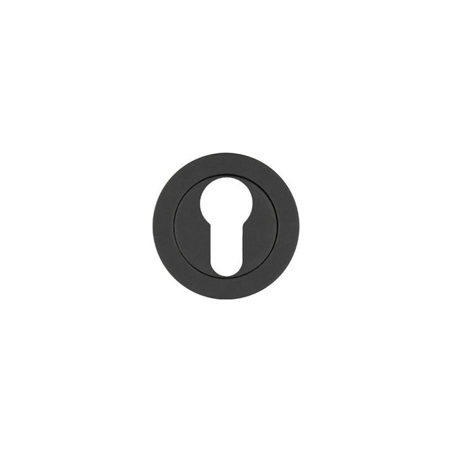 High quality image of the Rosso Tecnica - Euro Profile Escutcheon - Rosso - Powder Coat Black | Sku. rt001pcb | available to order from Trade Door Handles.
