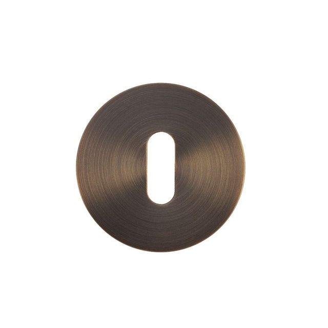 High quality image of the Rosso Tecnica - Standard Profile Escutcheon (Pair) - Rosso Slim - 4mm - Antique Brass | Sku. RT002-SLIM-AB | available to order from Trade Door Handles.
