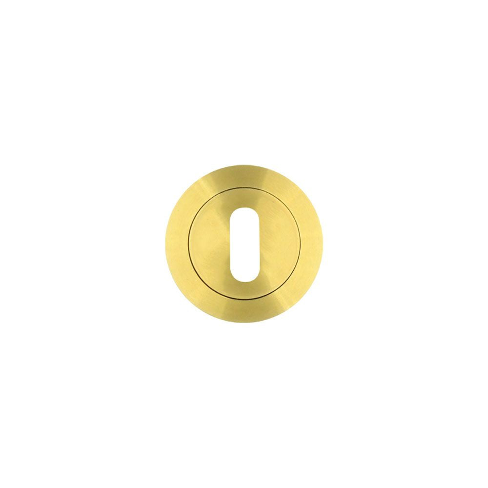 High quality image of the Rosso Tecnica - Standard Profile Escutcheon - PVD Satin Brass | Sku. rt002pvdsb | available to order from Trade Door Handles.