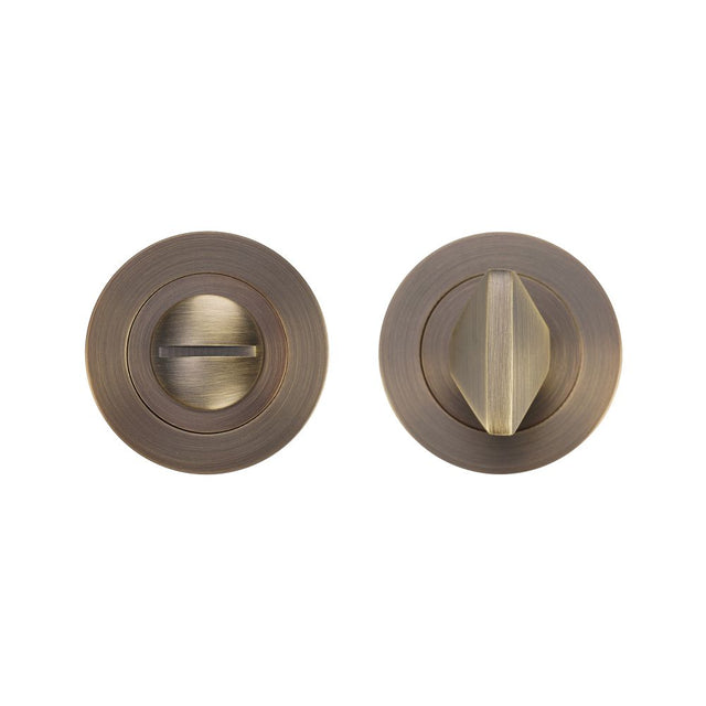 High quality image of the Rosso Tecnica - Turn and Release - Rosso Slim - Antique Brass Steel | Sku. RT004-SLIM-AB | available to order from Trade Door Handles.