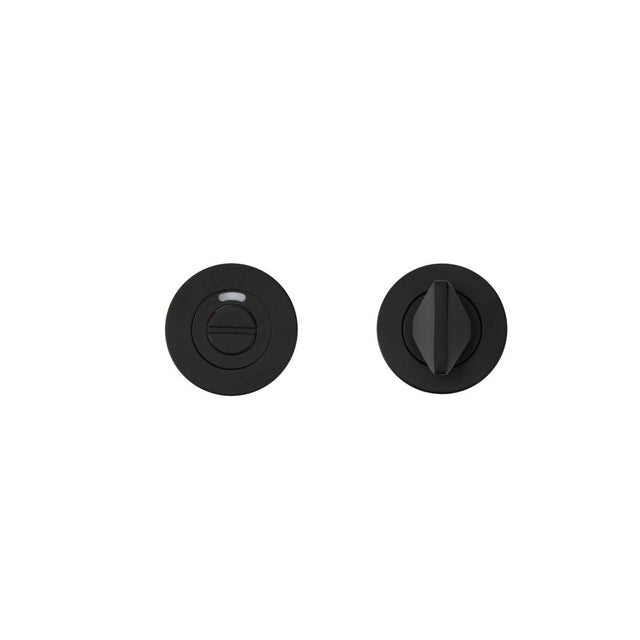High quality image of the Rosso Tecnica - Turn & Indicator Release - Round Rose - Powder Coated Black | Sku. rt004i-pcb | available to order from Trade Door Handles.