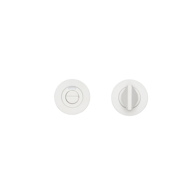 High quality image of the Rosso Tecnica - Turn & Indicator Release - Round Rose - Powder Coated White | Sku. rt004i-pcw | available to order from Trade Door Handles.