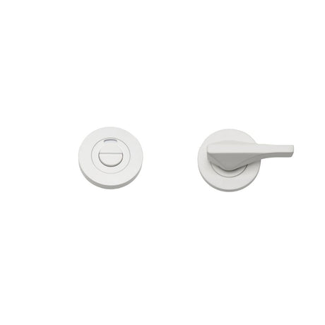 High quality image of the Rosso Tecnica - Accessible Turn & Indicator Release - Round Rose - Powder Coated White | Sku. rt006i-pcw | available to order from Trade Door Handles.