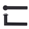 High quality image of the Rosso Tecnica - Lugano Lever on 32mm Round Mini Rose - Powder Coat Black | Sku. RT010-MINI-PCB | available to order from Trade Door Handles.