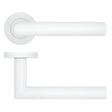 High quality image of the Rosso Tecnica - Lugano Lever on Round Rose - Powder Coat White | Sku. rt010-pcw | available to order from Trade Door Handles.