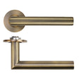 High quality image of the Rosso Tecnica - Lugano Lever on 4mm Round Slim Sprung Rose - Antique Brass | Sku. RT010-SLIM-AB | available to order from Trade Door Handles.