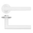 High quality image of the Rosso Tecnica - Lugano Lever on 4mm Round Slim Sprung Rose - Powder Coat White | Sku. RT010-SLIM-PCW | available to order from Trade Door Handles.