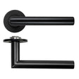 High quality image of the Rosso Tecnica - Lugano Lever on 4mm Round Slim Sprung Rose - PVD Black | Sku. RT010-SLIM-PVDBLK | available to order from Trade Door Handles.