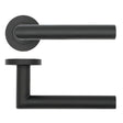 High quality image of the Rosso Tecnica - Lugano Lever on Round Rose - Powder Coat Black | Sku. rt010pcb | available to order from Trade Door Handles.