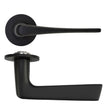 High quality image of the Rosso Tecnica - Como Lever on 4mm Round Slim Sprung Rose - Powder Coat Black | Sku. RT020-SLIM-PCB | available to order from Trade Door Handles.