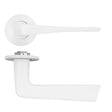 High quality image of the Rosso Tecnica - Como Lever on 4mm Round Slim Sprung Rose - Powder Coat White | Sku. RT020-SLIM-PCW | available to order from Trade Door Handles.