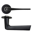 High quality image of the Rosso Tecnica - Como Lever on 4mm Round Slim Sprung Rose - PVD Black | Sku. RT020-SLIM-PVDBLK | available to order from Trade Door Handles.