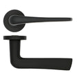 High quality image of the Rosso Tecnica - Como Lever on Round Rose - Powder Coat Black | Sku. rt020pcb | available to order from Trade Door Handles.