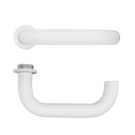 High quality image of the Rosso Tecnica - Maggiore Lever on 32mm Round Mini Rose - Powder Coat White | Sku. RT030-MINI-PCW | available to order from Trade Door Handles.