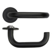 High quality image of the Rosso Tecnica - Maggiore Lever on 4mm Round Slim Sprung Rose - Powder Coat Black | Sku. RT030-SLIM-PCB | available to order from Trade Door Handles.