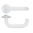 High quality image of the Rosso Tecnica - Maggiore Lever on 4mm Round Slim Sprung Rose - Powder Coat White | Sku. RT030-SLIM-PCW | available to order from Trade Door Handles.