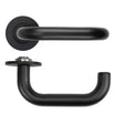High quality image of the Rosso Tecnica - Maggiore Lever on 4mm Round Slim Sprung Rose - PVD Black | Sku. RT030-SLIM-PVDBLK | available to order from Trade Door Handles.